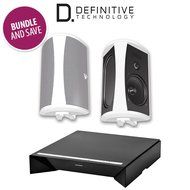 Definitive Technology W Amp Amplifier + AW 6500 All-Weather Outdoor Speakers Bundle (Pair, White)