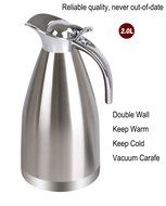 Premium 2L Vacuum Insulated Carafe/Coffee Carafe by Ksendalo, With Press Button Top, Double Wall/18/8 Austenitic... N7