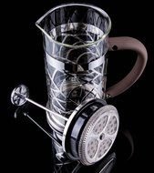 Gourmet 4 Cup French Press - Stainless Steel and Glass with Leaf Pattern N4