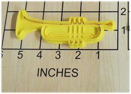Trumpet Instrument shape Fondant Cookie Cutter and Stamp #1065 N2