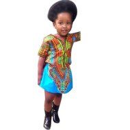 Romper Jumpsuit Dress ,BeautyVan Girls Kids Short Sleeve Clothes Africa Print Tops T-Shirt Dress (110, A) N3
