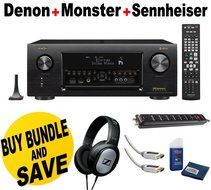 Denon Receiver Audio &amp; Video Component Receiver,Black (AVRX4300H) + Sennheiser HD201Headphones + Monster Home... N2