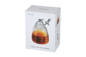 Artland Glass Bee Hive Honey Pot With Dipper - 15 ounce