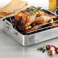 Tramontina 80203/006DS Gourmet Prima 16.5-Inch Deep Rectangular Roasting Pan with Basting Grill and V-Rack, Large... N4