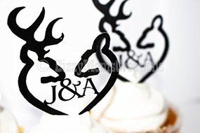 Set of 12 - Personalized Browning Deer Cupcake Toppers - Birthday Cupcake Topper, birthday cake topper, wedding...