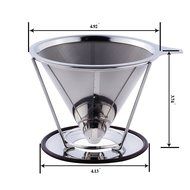Superjare 1-2 Cups Reusable Stainless Steel Coffee Dripper with Pour Over Cup Stand 30106M