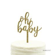 Andaz Press Baby Shower Acrylic Cake Toppers, Gold Glitter, Oh Baby, 1-Pack, Nautical Ocean Themed Party Decor... N29