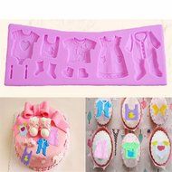 Wispun Fondant Cake Lace Mold Baby Clothes Washing Line Silicone Molds 17*5.5*0.7cm Cake Decorating N6