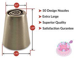 101 Pcs Russian Piping Tips Set &ndash; XL 304 Stainless Steel Piping Tips With 50 Nozzle Designs, 50 Disposable Pastry... N5