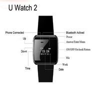 Waterproof LED Display U-Watch 2s Bluetooth Smart Dial Wrist Timer Clock Phone Mate(black) N3