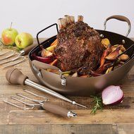 Anolon Advanced Bronze 16-Inch x 13-Inch Oval Roaster Set, Bronze N5