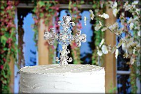 Wedding Religious Baptism Cake Topper Christening Silver Cross Baby Boy Girl Communion Bautizo Boda Keepsake Decoration N3