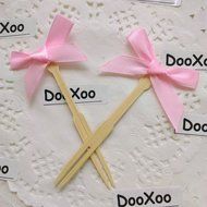 DOOXOO 3.5&quot; Pink Ribbon Bow Cupcake Topper Birthday Topper Baby Shower Cake Topper Wedding Party Confetti Decorative... N3