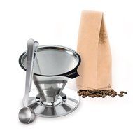 Stainless Steel Pour Over Coffee Dripper By Housewares Solutions + Bonus Coffee Scoop With Built In Bag Clip N7