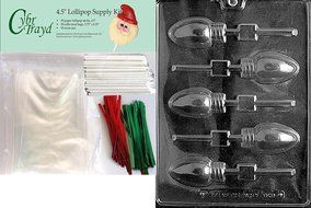 Cybrtrayd 45stK50C-C439 Christmas Bulb Lolly Christmas Chocolate Mold with Lollipop Kit and Molding Instructions...