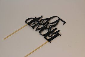 All About Details Black 70-Years-Loved Cake Topper