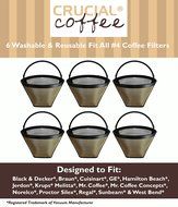1 X 6 Washable &amp; Reusable Coffee Filters # 4 Cone Fit Black &amp; Decker, Braun, Cuisinart, GE, Hamilton Beach, Jerdon...