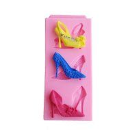 Yunko 3 Holes Fashion Ladies High-heeled Shoes Fondant Silicone Cake Decorating Mold Chocolate Candy Mold N2