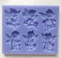 Funshowcase Large 6 Holes Fairy Angel Baby, Angelic Cherub with Wings Silicone Mold for Cake Decoration N4