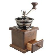 Vktech Mini Manual Coffee Mill Wood Stand Metal Bowl Antique Hand Coffee Bean Grinder N5