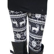 PHOTNO Women Skinny Stretchy Snowflake Deer Printed Leggings Pencil Tight Pants N4