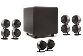 Orb Audio 5.1 Home Theater Speaker System (Mod2X and subONE) in Hand Polished Steel N2