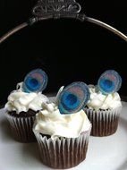 Edible Mini Peacock Feathers - Set of 24- Cake Decorations, Cupcake Topper N2
