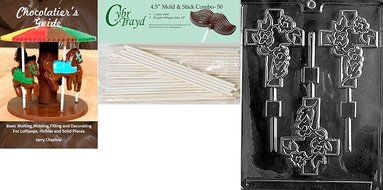 Cybrtrayd Fancy Cross Lolly Chocolate Candy Mold with 25 4.5-Inch Lollipop Sticks and Exclusive Cybrtrayd Copyrighted... N9