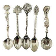 Shangrui Creative Retro Coffee Scoops, Stirring Spoon, Sugar Spoon, Soup spoon,Tea Spoon 5pcs Sets(Gold) N3