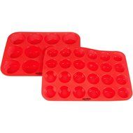 Silicone Cupcake Pans [TWO PACK], One 12 cup reg size &amp; one 24 cup mini size Silicone Muffin baking pans / MULTI-PACK... N4