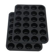 2 Pack - Mini Muffin Pan, 24 Cups Silicone Baking Tray by Suntake(Red) N9