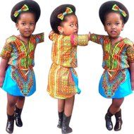 Romper Jumpsuit Dress ,BeautyVan Girls Kids Short Sleeve Clothes Africa Print Tops T-Shirt Dress (110, A) N5