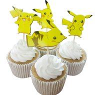 Betop House Set of 24 Pieces Pikachu Pokemon Themed Decorative Cupcake Topper for Kids Gathering Birthday Party N2
