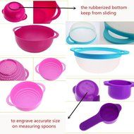 GranVela 8 Piece Compact Mixing Bowl, Food Prep and Measuring Set, Nest 8 N3