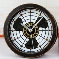 Creative Retro Style Electric Fan Desk Clock Rivet Table Clock Arabic Numbers Alarm Clock Silent Clock N4