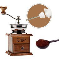 Vintage Mini Manual Coffeemaker Mill Wood Stand Metal Bowl Antique Hand Coffee Bean Grinder, Small,with Coffee... N6
