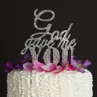 God Gave Me You Wedding Cake Topper, Silver Religious Christian Party Decoration N3