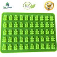 Premium Gummy Bear Mold - 2 PACK - BONUS DROPPER - 100 Bears on Trays + RECIPE PDF - Silicone Molds 100% Food... N7