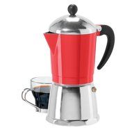 6 Cup Cast Aluminum Stovetop Espresso Maker (355 ML./12 Oz.), Red N2