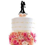 Ecape Acrylic Cake Topper of Engagement and Wedding with Groom Holding Bride Black Pack of 1 N8