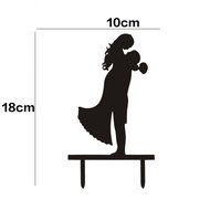 Ecape Acrylic Cake Topper of Engagement and Wedding with Groom Holding Bride Black Pack of 1 N10