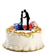 Ecape Acrylic Cake Topper of Engagement and Wedding with Groom Holding Bride Black Pack of 1 N13