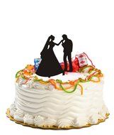 Ecape Acrylic Cake Topper of Engagement and Wedding with Groom Holding Bride Black Pack of 1 N14