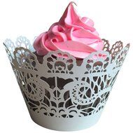 MOST ELEGANT CUPCAKE WRAPPERS 100 pcs Filigree (White) - US Stock = fast delivery! Paper Cups Little Vine Lace... N3