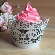 MOST ELEGANT CUPCAKE WRAPPERS 100 pcs Filigree (White) - US Stock = fast delivery! Paper Cups Little Vine Lace... N5