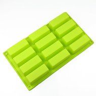 Wholeport 12-Oblongs Cake Mold Silicone Cake Pan Handmade Biscuit Mold N2