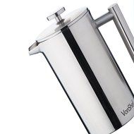 VonShef Double-Wall Keep Warm Satin Brushed Stainless Steel French Press Cafetiere Coffee Filter(3 Cup w/ Measuring... N17