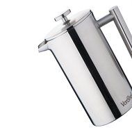 VonShef Double-Wall Keep Warm Satin Brushed Stainless Steel French Press Cafetiere Coffee Filter(3 Cup w/ Measuring... N20