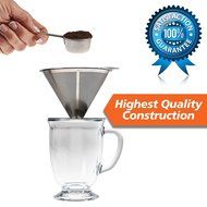 Pour Over Coffee Filter - Stainless Steel Reusable Coffee Maker and Paperless Coffee Dripper N2