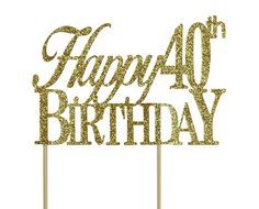 All About Details Gold Happy-40th-birthday Cake Topper
